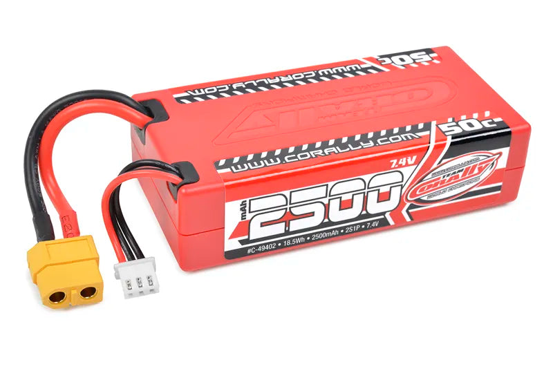 Team Corally - Sport Racing 50C LiPo Battery - 2500mAh - 7.4V - Shorty 2S - XT-60