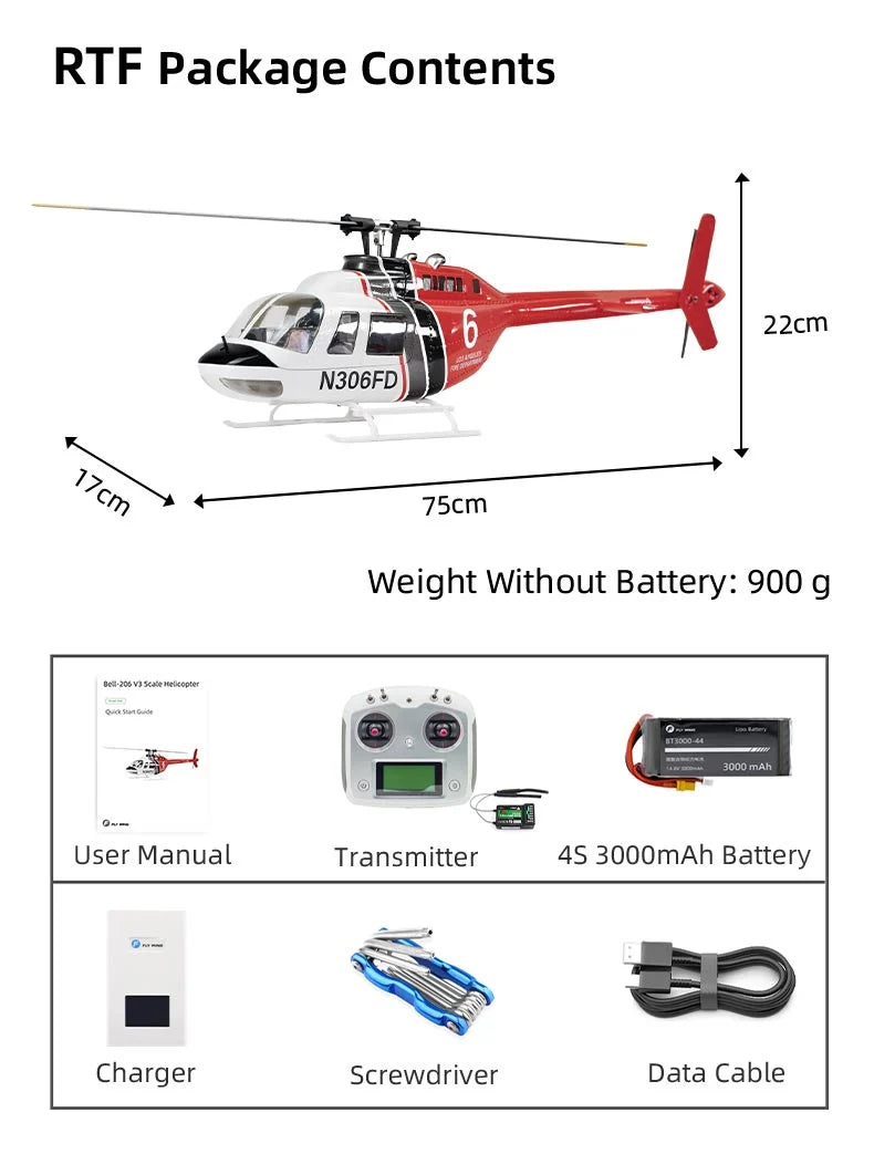 Flywing Bell-206 470L GPS Scale Helicopter (RTF)
