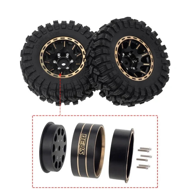 MEUS Racing 1.2-inch Beadlock Brass Wheel & Tire Set