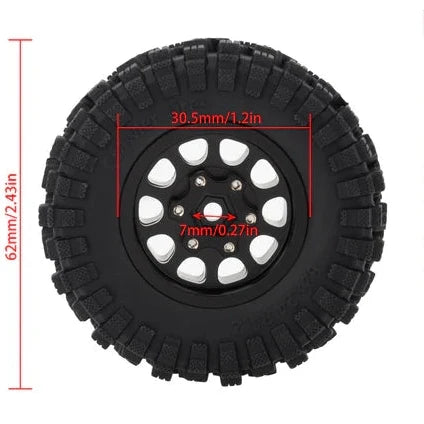 MEUS Racing 1.2-inch Beadlock Brass Wheel & Tire Set
