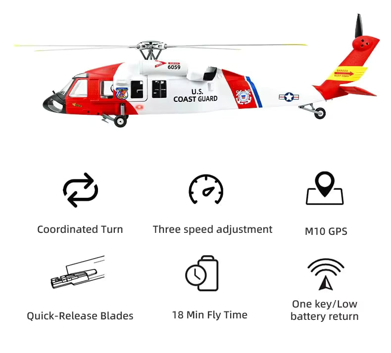 FLYWING MH-60T Jayhawk UH-60 470L 4-Blade ACE GPS/ATT RC Scale Helicopter (RTF)