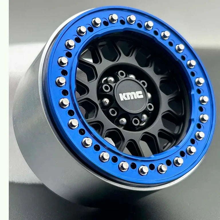 KMC 2.2" Beadlock CNC Rims (Blue on Black) (4)