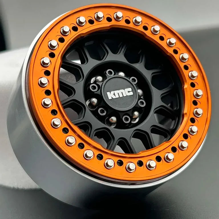 KMC 2.2" Beadlock CNC Rims (Orange on Black) (4)