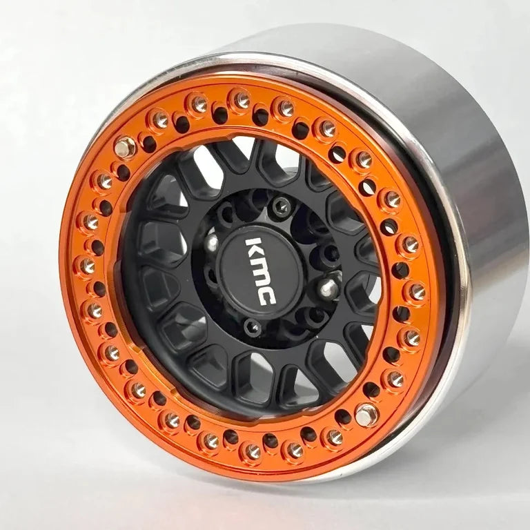 KMC 2.2" Beadlock CNC Rims (Orange on Black) (4)